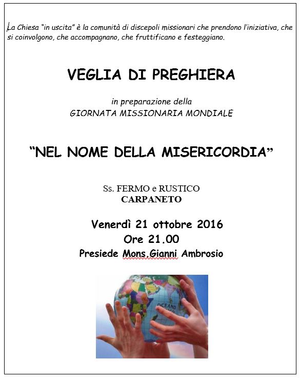 2016 veglia giornata missionaria mondiale